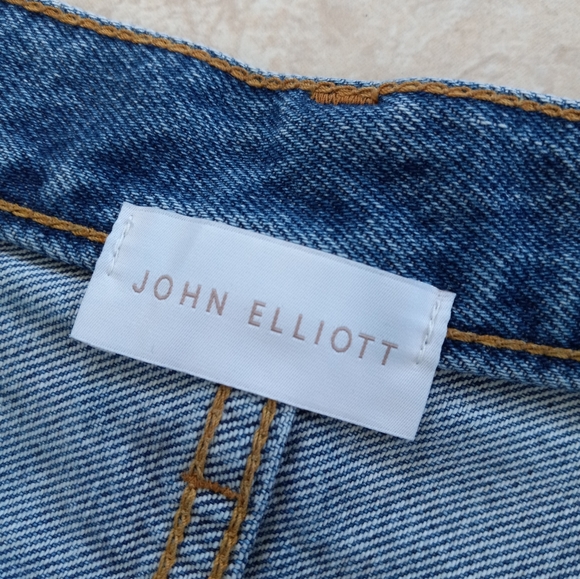 John Elliott High Waist Cut Off Shorts Japanese Denim Shibori Bloom 24 - Picture 6 of 13